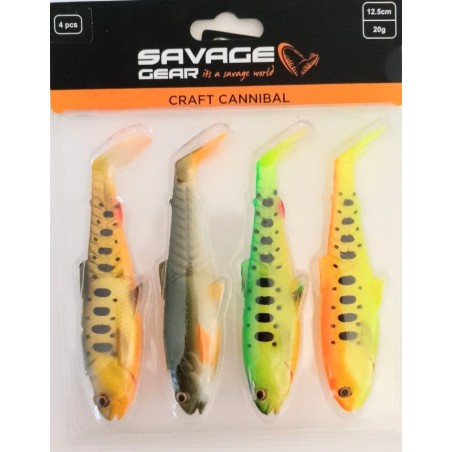 pochette 4 cannibal craft mix clear ou dark water 12.5 cm 20 gr savage gear