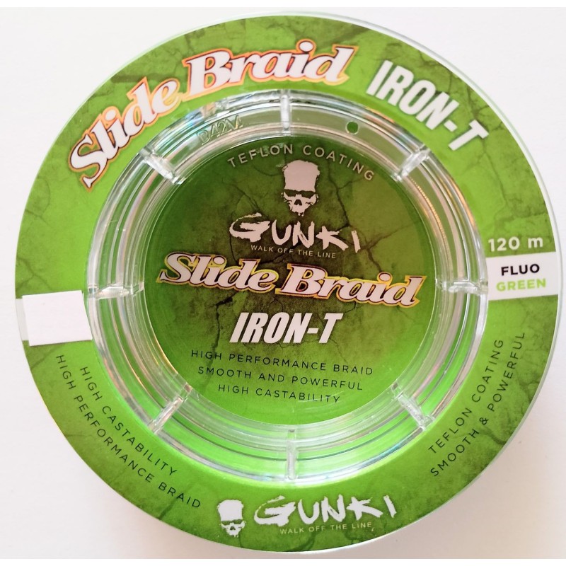 tresse Slide Braid IRON-T Gunki 120 m fluo green